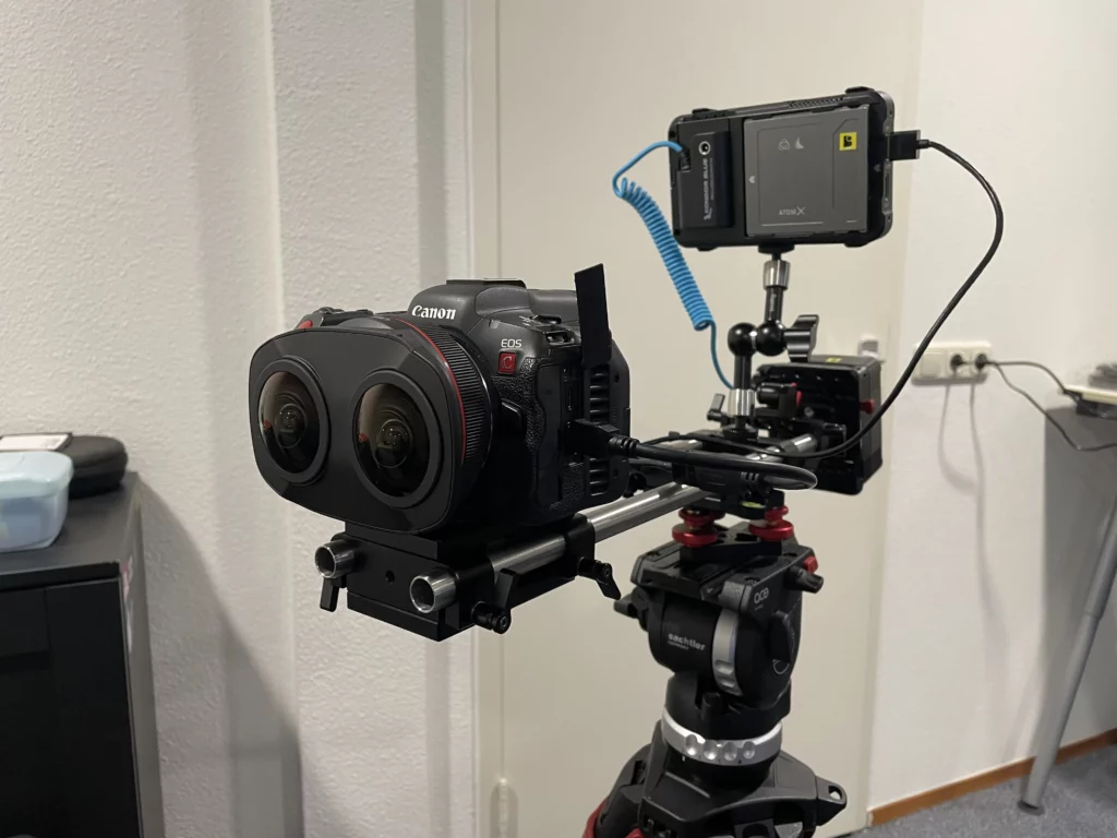 A combination between the R5 C and dual fisheye lesn which is available for equipment rental.